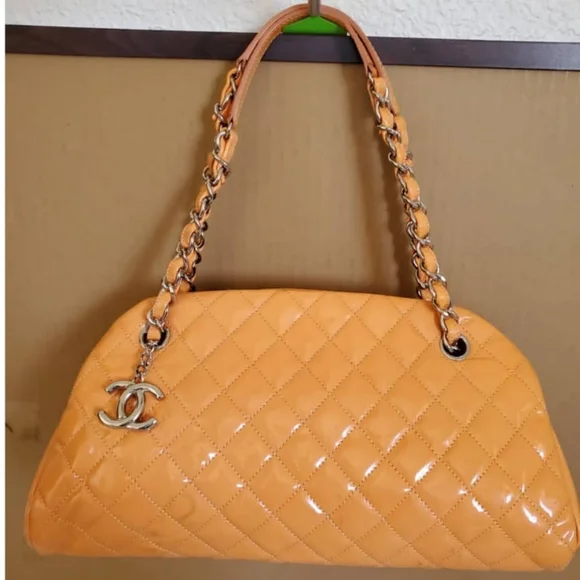 CHANEL Orange Patent Mademoiselle Bowling … - Picture 1 of 14